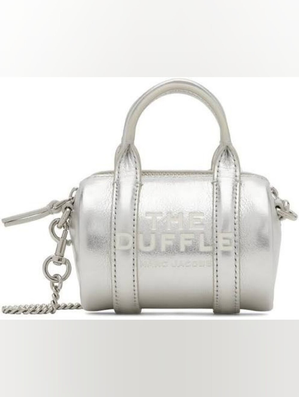 Marc Jacobs Nano Duffle Leather Crossbody Bag Silver